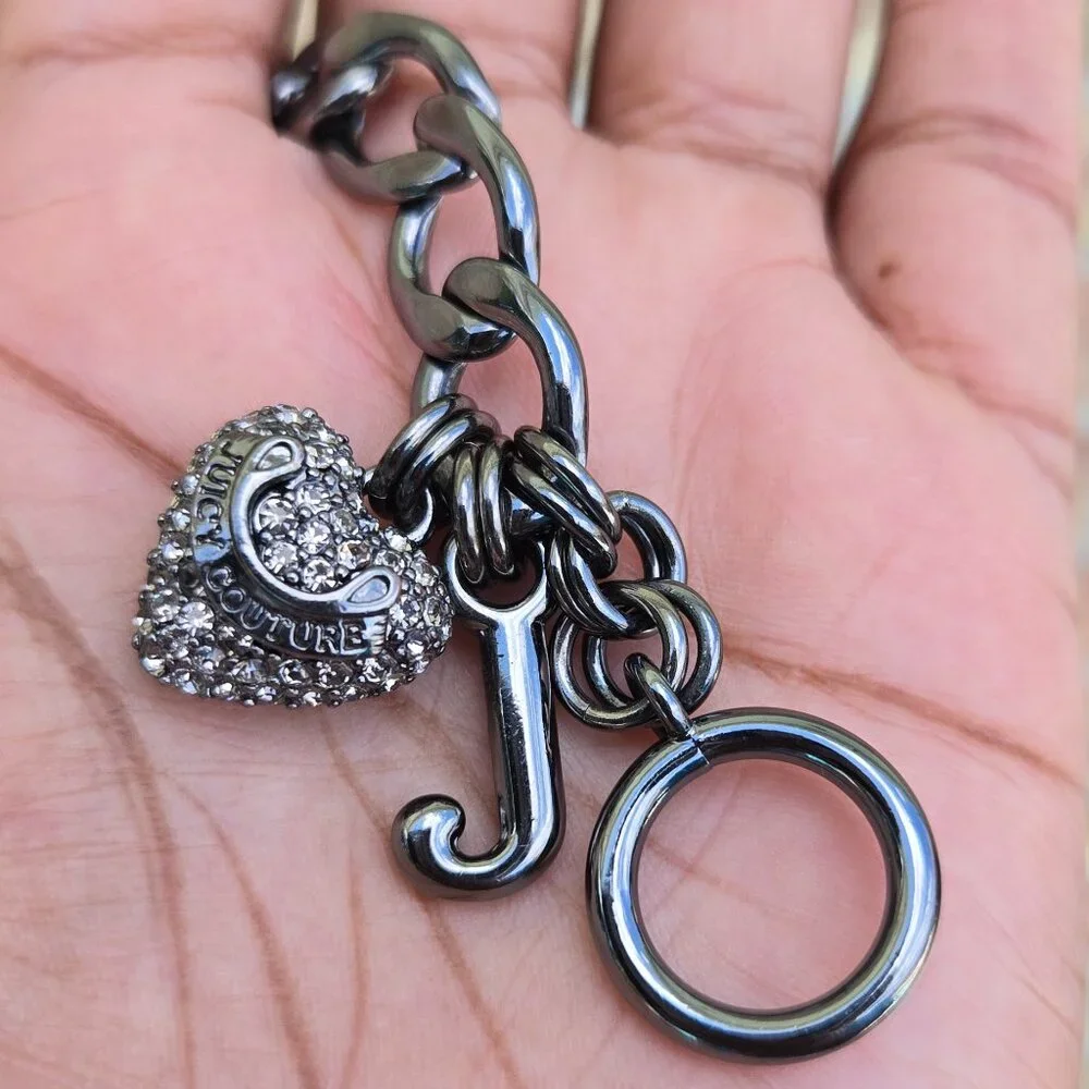 Juicy Couture Gunmetal Rhinestone Heart Bracelet